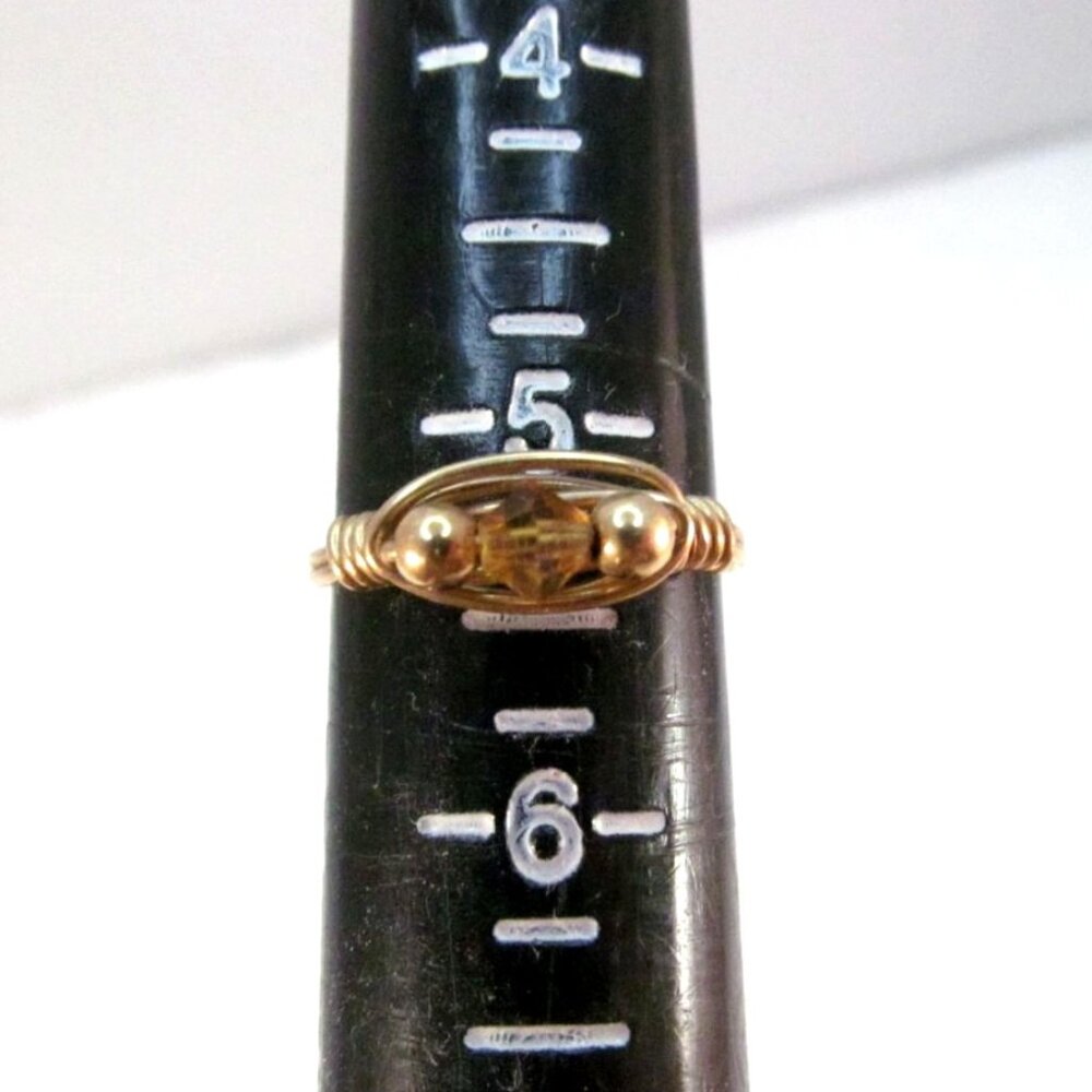 Handcrafted Gold Tone Wire Wrapped Ring With Face… - image 6